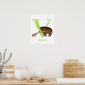Dieren ABC V is voor Visayas wrattenzwijn afdruk Poster (Keuken)