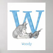 Dieren ABC W is voor wolf afdruk Poster (Voorkant)
