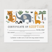 Dieren Adoptie Certificaat Twee Wilde Safari Kinde Briefkaart (Voorkant)