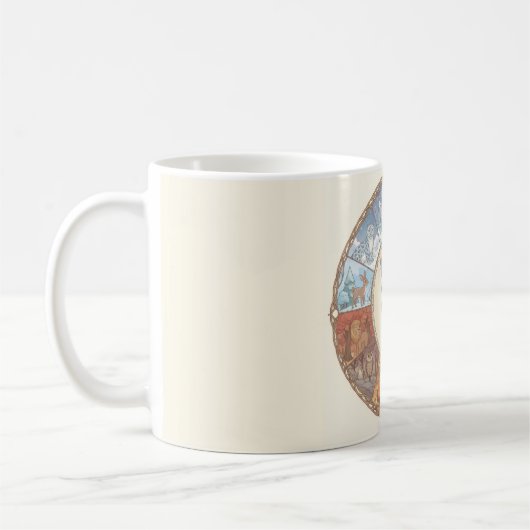 Dieren afbeelding ronde coaster sticker koffiemok (Links)