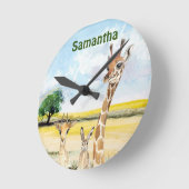 Dieren Afrika kinderkamer Giraffe Ronde Klok (Hoek)