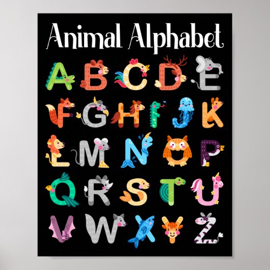 Dieren Alfabet Leren ABC Dieren Poster (Voorkant)