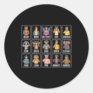 Dieren ASL Handgebaar Dieren Doof Gehoorverlies Ronde Sticker