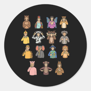 Dieren ASL Handgebaar Doof Gehoorverlies Bewustzij Ronde Sticker