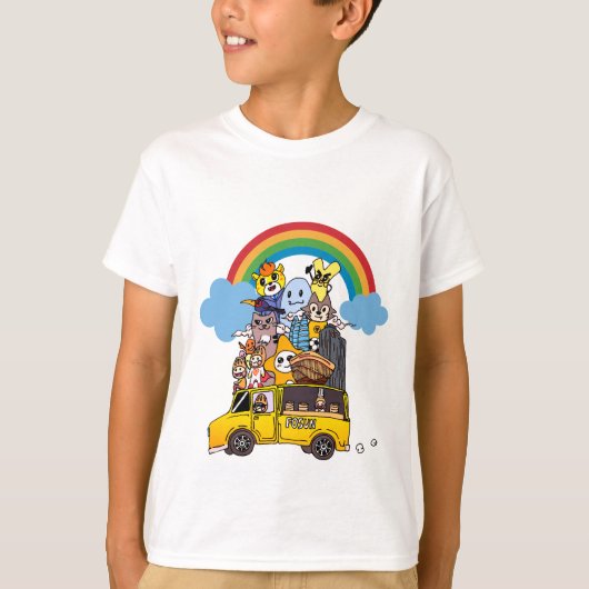 Dieren, auto's, regenbogen t-shirt (Voorkant)