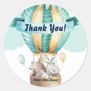 Dieren Avontuur Aquarel Boho Baby Shower Favor Ronde Sticker