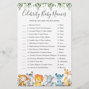 Dieren Baby shower Celebrity Baby Names Games