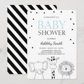 Dieren Baby shower nodigen Zoo Safari Oerwoud Boy  Kaart (Voorkant / Achterkant)