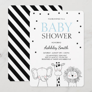 Dieren Baby shower nodigen Zoo Safari Oerwoud Boy  Kaart