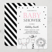 Dieren Baby shower nodigen Zoo Safari Oerwoud Girl