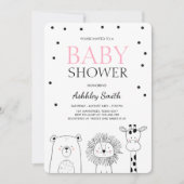 Dieren Baby shower nodigt dierentuin uit voor de S Kaart (Voorkant)