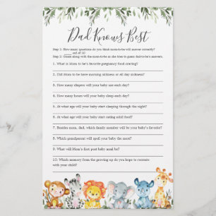 Dieren Baby shower Papa kent beste game
