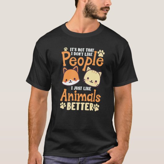 Dieren Beter Introvert Sociale Afstand Kat Hond T-shirt (Voorkant)