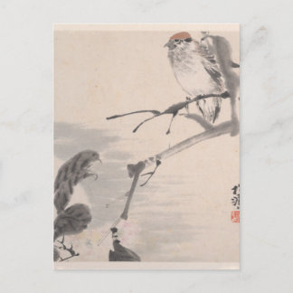 Dieren, bloemen en vogels - Ren Yi Briefkaart