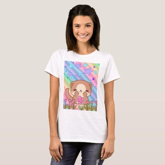 Dieren, bloemen, kleurrijk t-shirt (Voorkant volledig)