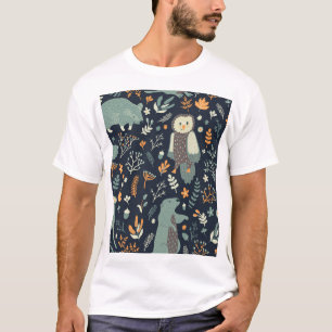 Dieren Bloemen Naadloze Textuur T-shirt