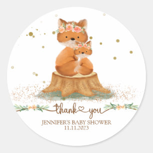 Dieren bont vos familie dank je ronde sticker