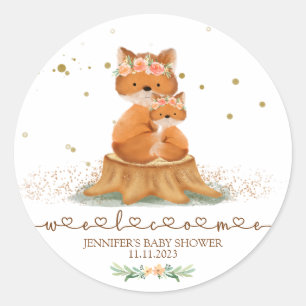 Dieren bont vos familie welkom ronde sticker