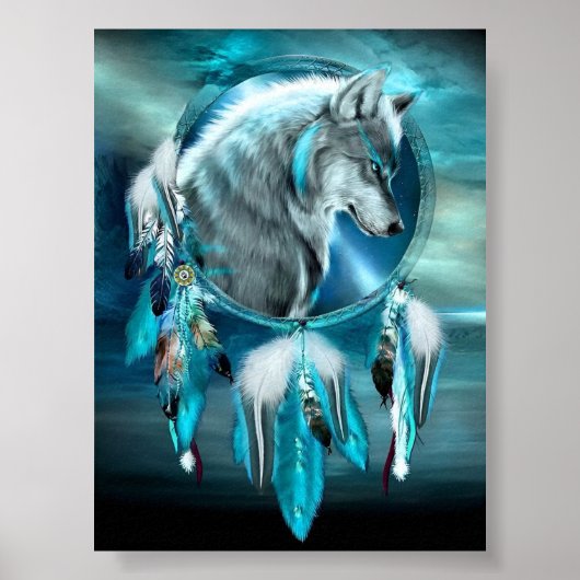 Dieren Borduurwerk Diamant schilderij Kits Wolf Poster (Voorkant)