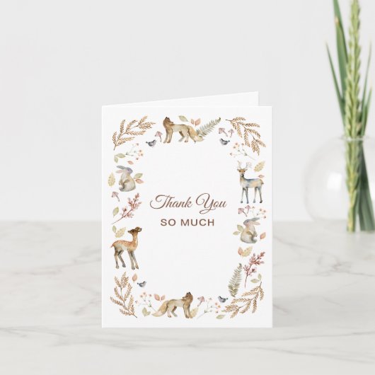 Dieren Bos Baby Shower Bedankkaart (Voorkant)