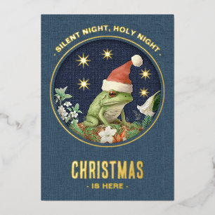 Dieren Bos echt folie Kerstkaart - Kikker Feestdagenkaart