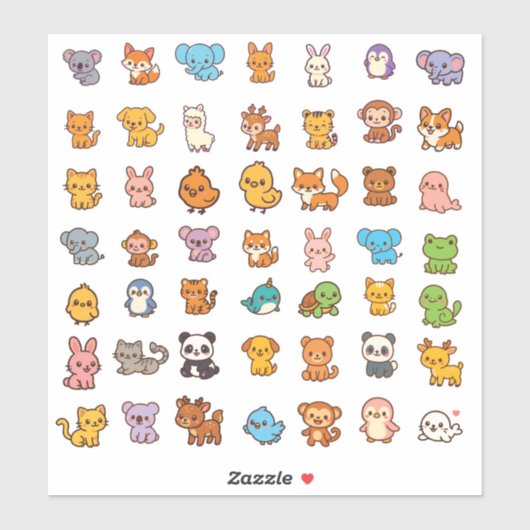 dieren cartoon stickerpakket sticker (Vel)