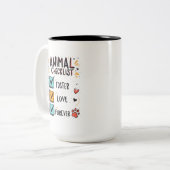 Dieren Checklist Monogram Tweekleurige Koffiemok (Voorkant links)