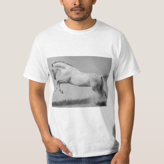 Dieren Curvet Paard Sjabloon Mannen Modern Wit T-shirt (Voorkant)
