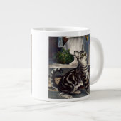 dieren, cute Tabby Cat snd Butterfly Grote Koffiekop (Voorkant rechts)