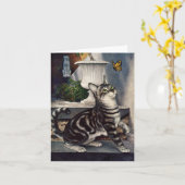  dieren, cute Tabby Cat snd Butterfly Kaart (Gele Bloem)