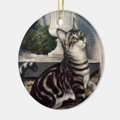 dieren, cute Tabby Cat snd Butterfly Keramisch Ornament (Links)