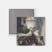 dieren, cute Tabby Cat snd Butterfly Magneet (Voorkant / Achterkant)