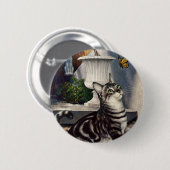  dieren, cute Tabby Cat snd Butterfly Ronde Button 5,7 Cm (Voorkant /achterkant)
