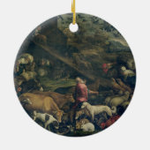 Dieren die de ark binnenkomen (olie op doek) keramisch ornament (Achterkant)