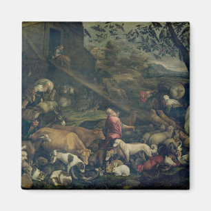 Dieren die de ark binnenkomen (olie op doek) magneet