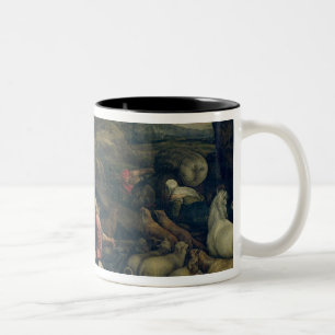Dieren die de ark binnenkomen (olie op doek) tweekleurige koffiemok