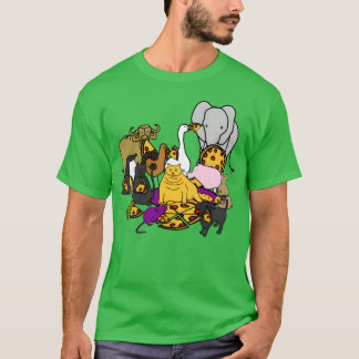 Dieren die een pizzafeestje geven vriend t-shirt