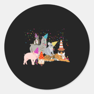 Dieren die feest vieren Schattige dieren die een f Ronde Sticker
