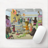 dieren die hun boodschappen doen in een supermarkt muismat (Met muis)