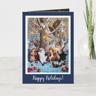 Dieren die in het Bos dansen - Kerstmis/Nieuwjaar Feestdagen Kaart
