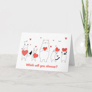 Dieren die je een Valentijn-kaart kiezen Feestdagen Kaart