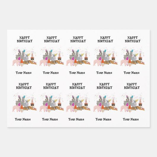 Dieren die partij zijn - Dieren op geboortedag Inpakpapier Vel (Voorkant)