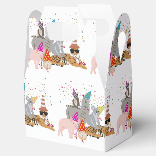 Dieren die partij zijn - Schuddieren met een parti Bedankdoosjes (Geopend)