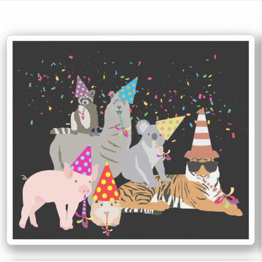 Dieren die partij zijn - Schuddieren met een parti Sticker (Voorkant)