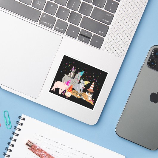 Dieren die partij zijn - Schuddieren met een parti Sticker (Laptop met iPhone)