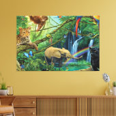 Dieren die samenleven werpen kussen canvas afdruk (Insitu (Woonkamer))