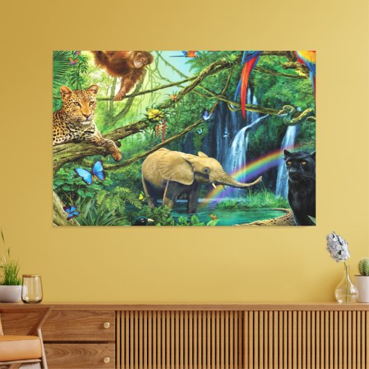 Dieren die samenleven werpen kussen canvas afdruk (Insitu (Woonkamer))