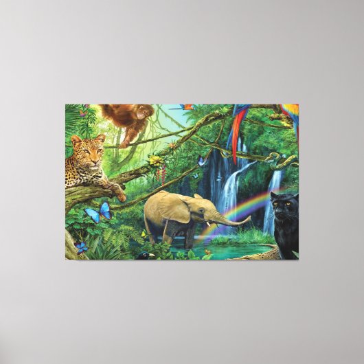 Dieren die samenleven werpen kussen canvas afdruk (Voorkant)