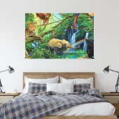 Dieren die samenleven werpen kussen canvas afdruk (Insitu (Slaapkamer))