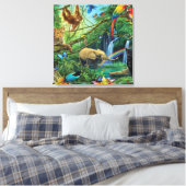 Dieren die samenleven werpen kussen canvas afdruk (Insitu (Slaapkamer))